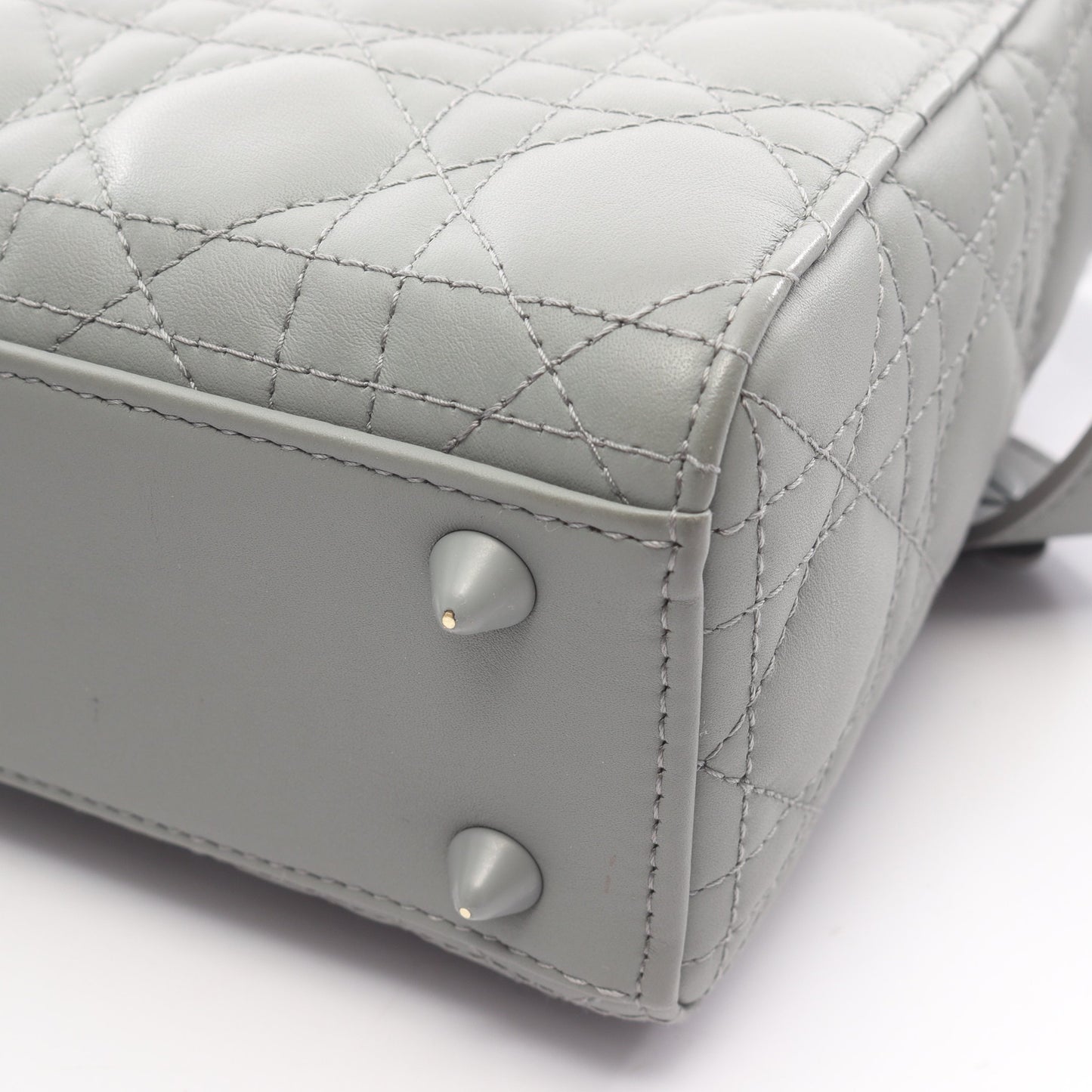 レディディオール スモール カナージュ ハンドバッグ レザー グレー 2WAY クリスチャンディオール バッグ Christian Dior