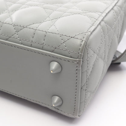 レディディオール スモール カナージュ ハンドバッグ レザー グレー 2WAY クリスチャンディオール バッグ Christian Dior