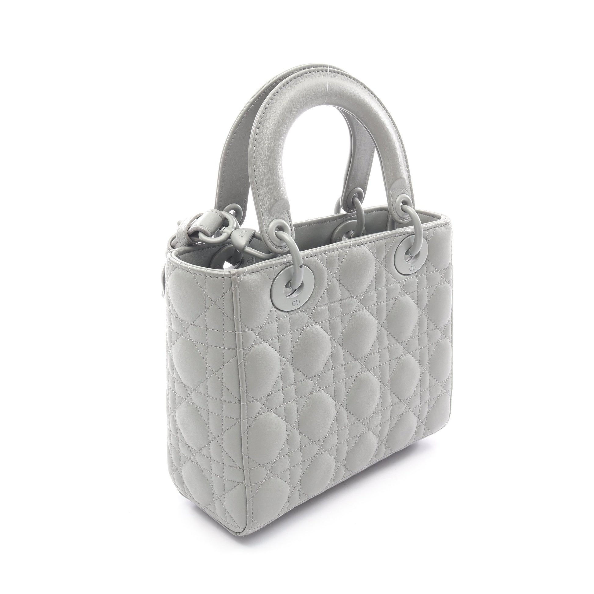 レディディオール スモール カナージュ ハンドバッグ レザー グレー 2WAY クリスチャンディオール バッグ Christian Dior