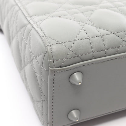 レディディオール スモール カナージュ ハンドバッグ レザー グレー 2WAY クリスチャンディオール バッグ Christian Dior