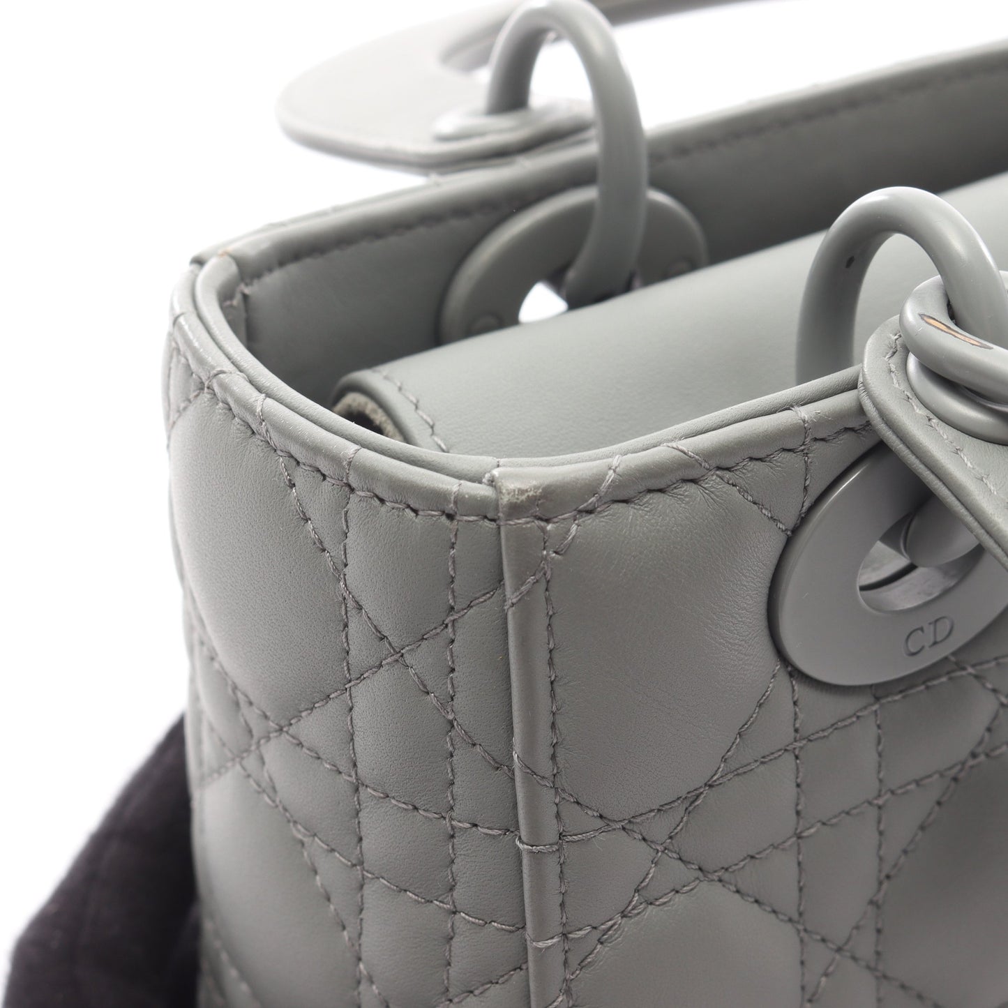 レディディオール スモール カナージュ ハンドバッグ レザー グレー 2WAY クリスチャンディオール バッグ Christian Dior