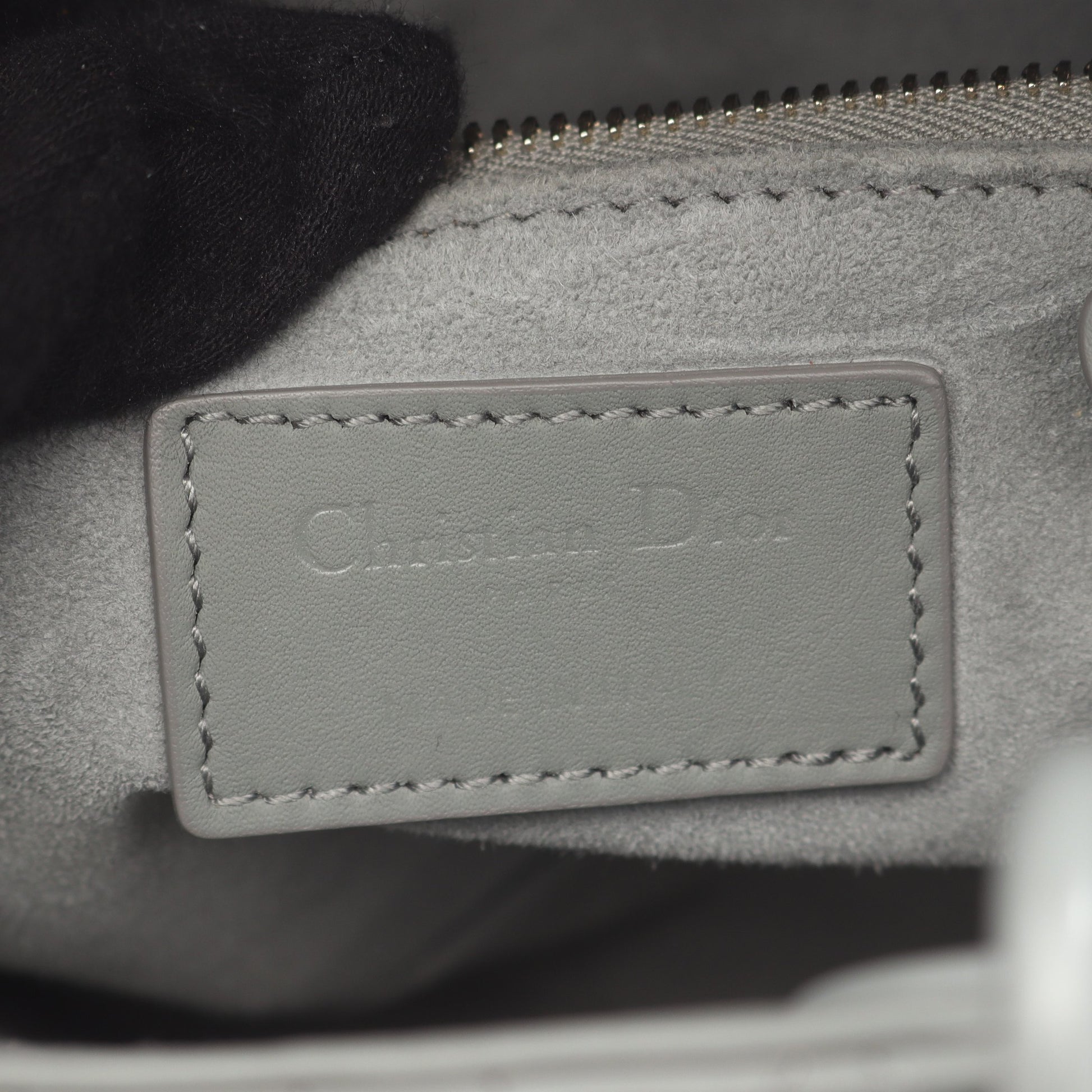 レディディオール スモール カナージュ ハンドバッグ レザー グレー 2WAY クリスチャンディオール バッグ Christian Dior