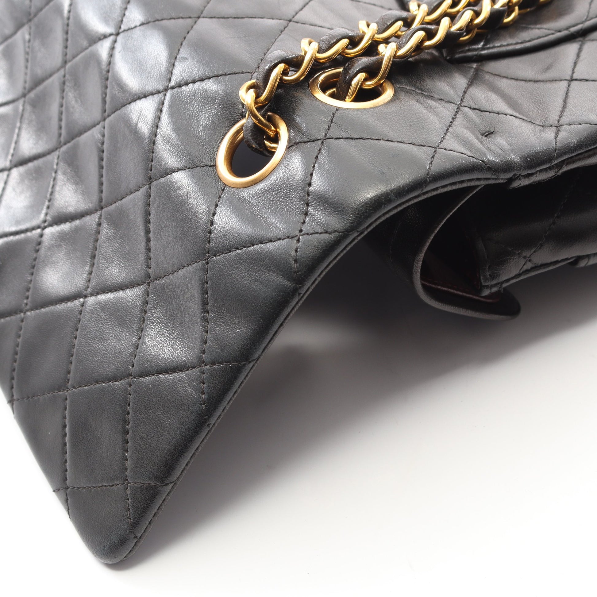 マトラッセ Wフラップ Wチェーンショルダーバッグ ラムスキン ブラック ゴールド金具 シャネル バッグ CHANEL