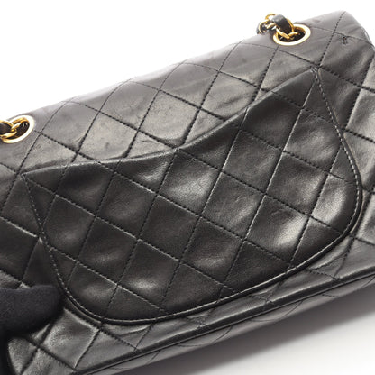 マトラッセ Wフラップ Wチェーンショルダーバッグ ラムスキン ブラック ゴールド金具 シャネル バッグ CHANEL