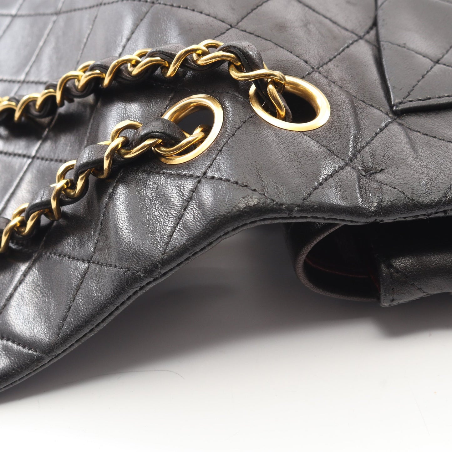 マトラッセ Wフラップ Wチェーンショルダーバッグ ラムスキン ブラック ゴールド金具 シャネル バッグ CHANEL