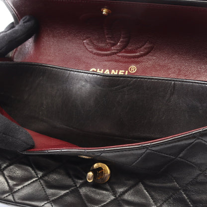 マトラッセ Wフラップ Wチェーンショルダーバッグ ラムスキン ブラック ゴールド金具 シャネル バッグ CHANEL