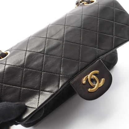 マトラッセ Wフラップ Wチェーンショルダーバッグ ラムスキン ブラック ゴールド金具 シャネル バッグ CHANEL