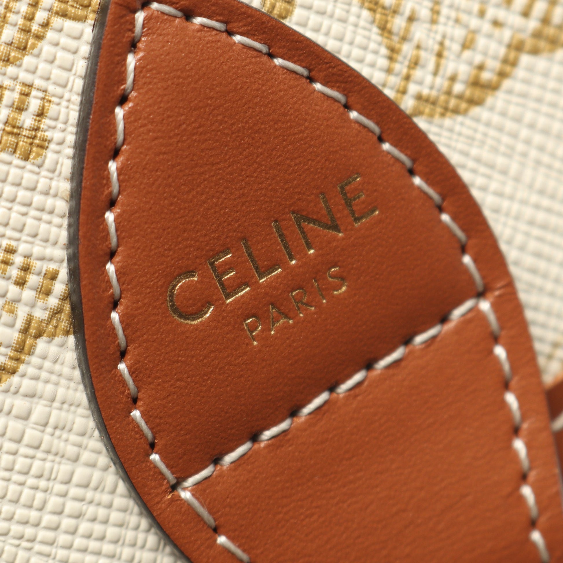 フォルコ ミディアムバッグ トリオンフ ショルダーバッグ PVC レザー ホワイト ブラウン セリーヌ バッグ CELINE