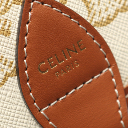 フォルコ ミディアムバッグ トリオンフ ショルダーバッグ PVC レザー ホワイト ブラウン セリーヌ バッグ CELINE