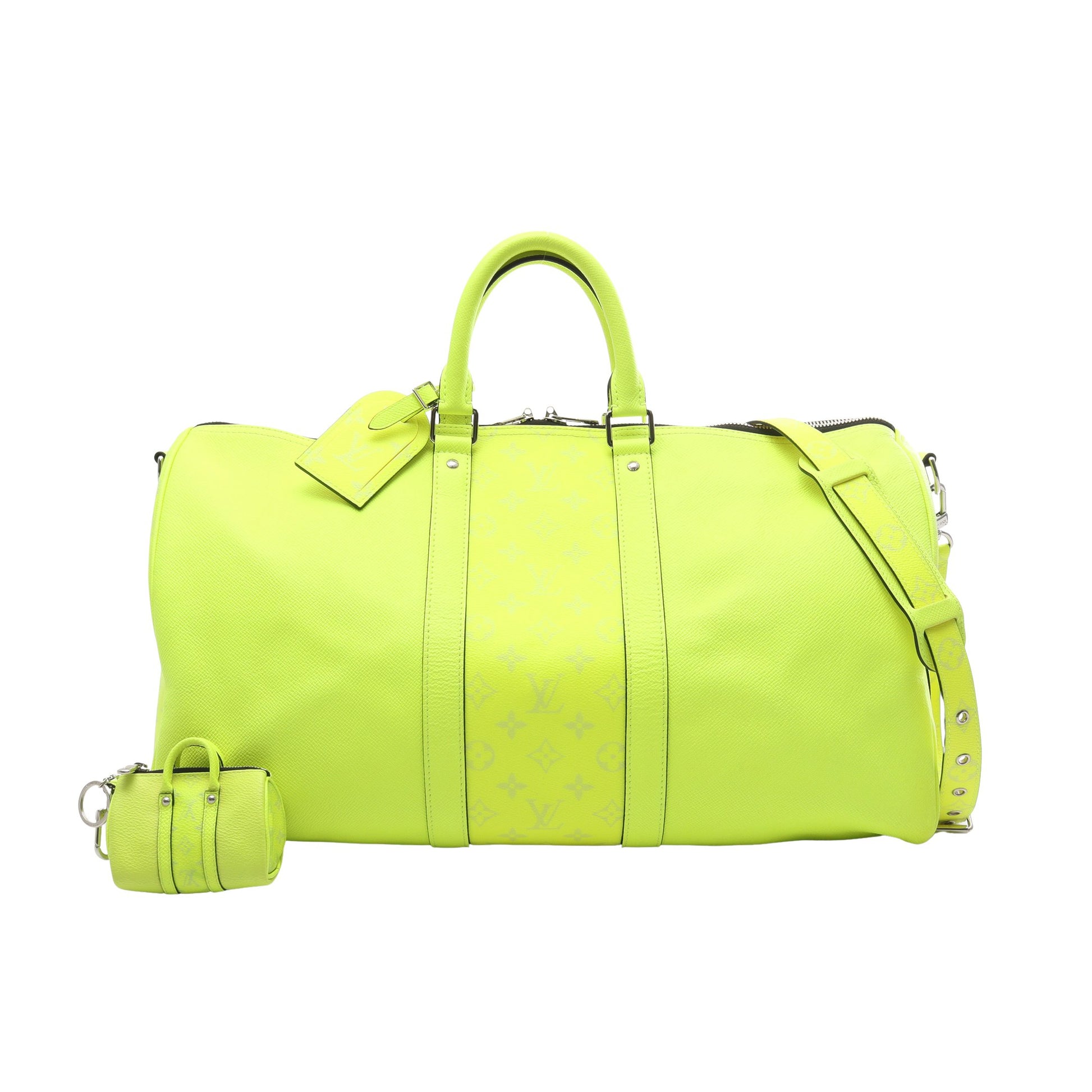 キーポル バンドリエール 50 タイガラマ ボストンバッグ レザー PVC イエローグリーン 2WAY ルイヴィトン バッグ LOUIS VUITTON