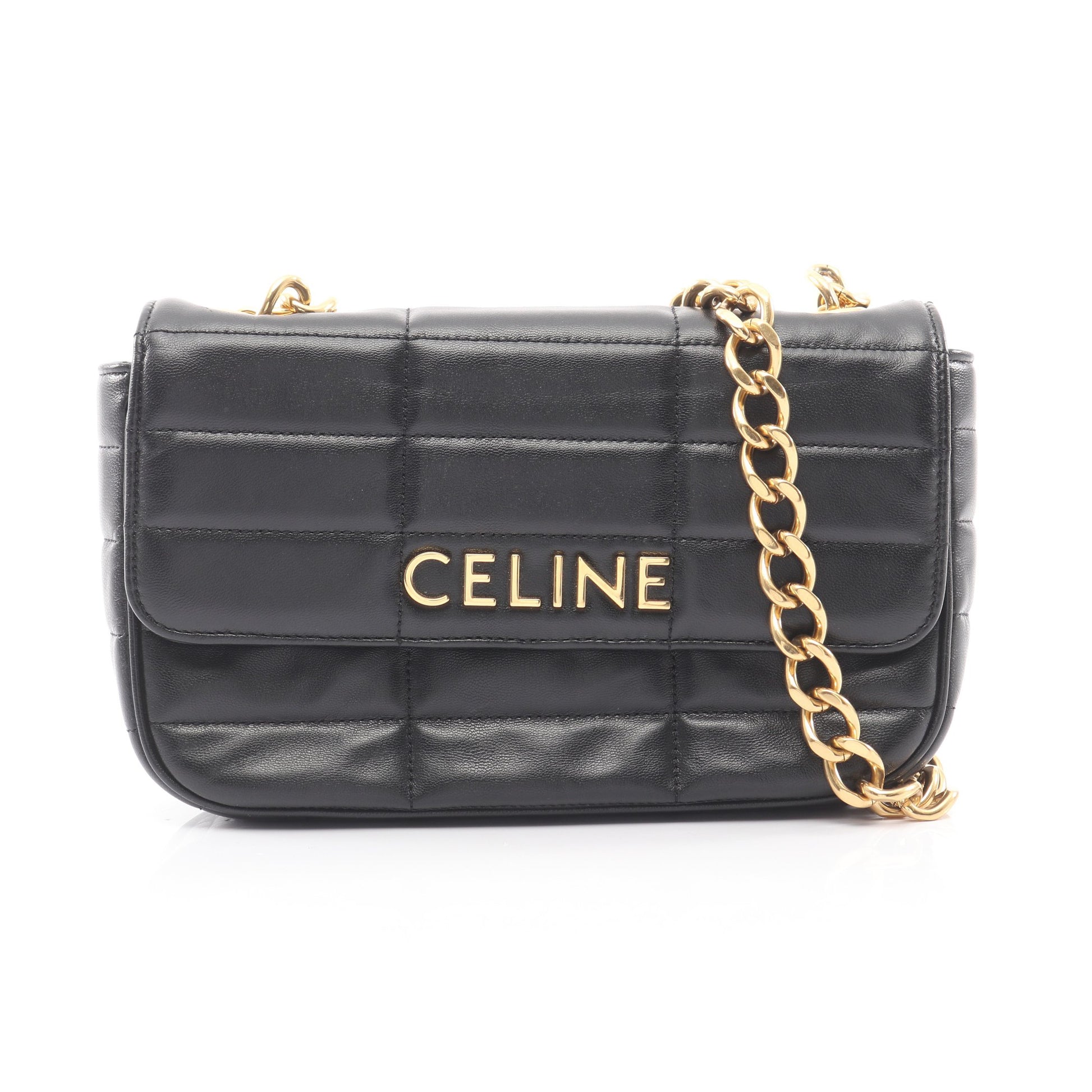 マトラッセ モノクローム チェーンショルダーバッグ レザー ブラック セリーヌ バッグ CELINE