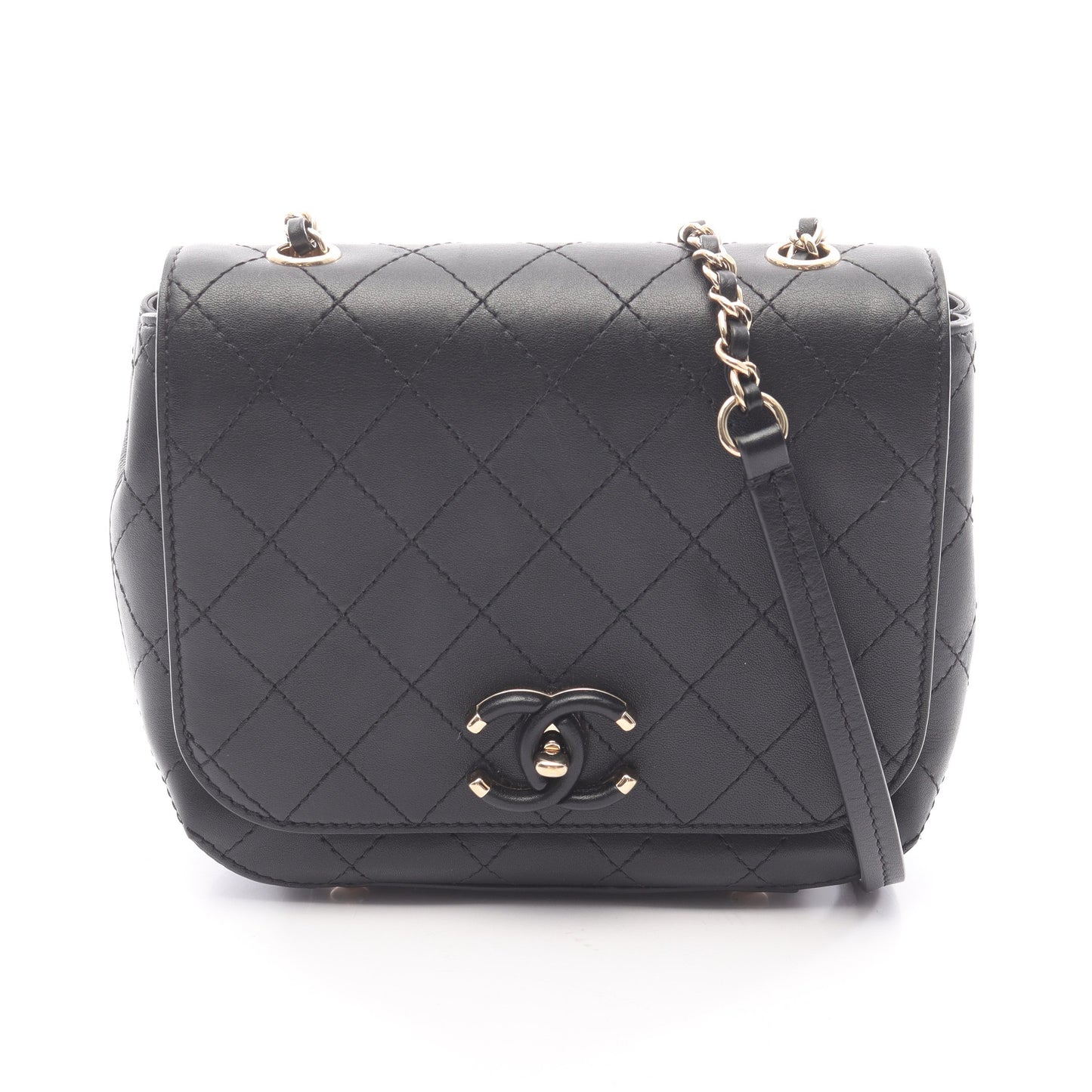 ミニマトラッセ チェーンショルダーバッグ レザー ブラック ゴールド金具 シャネル バッグ CHANEL