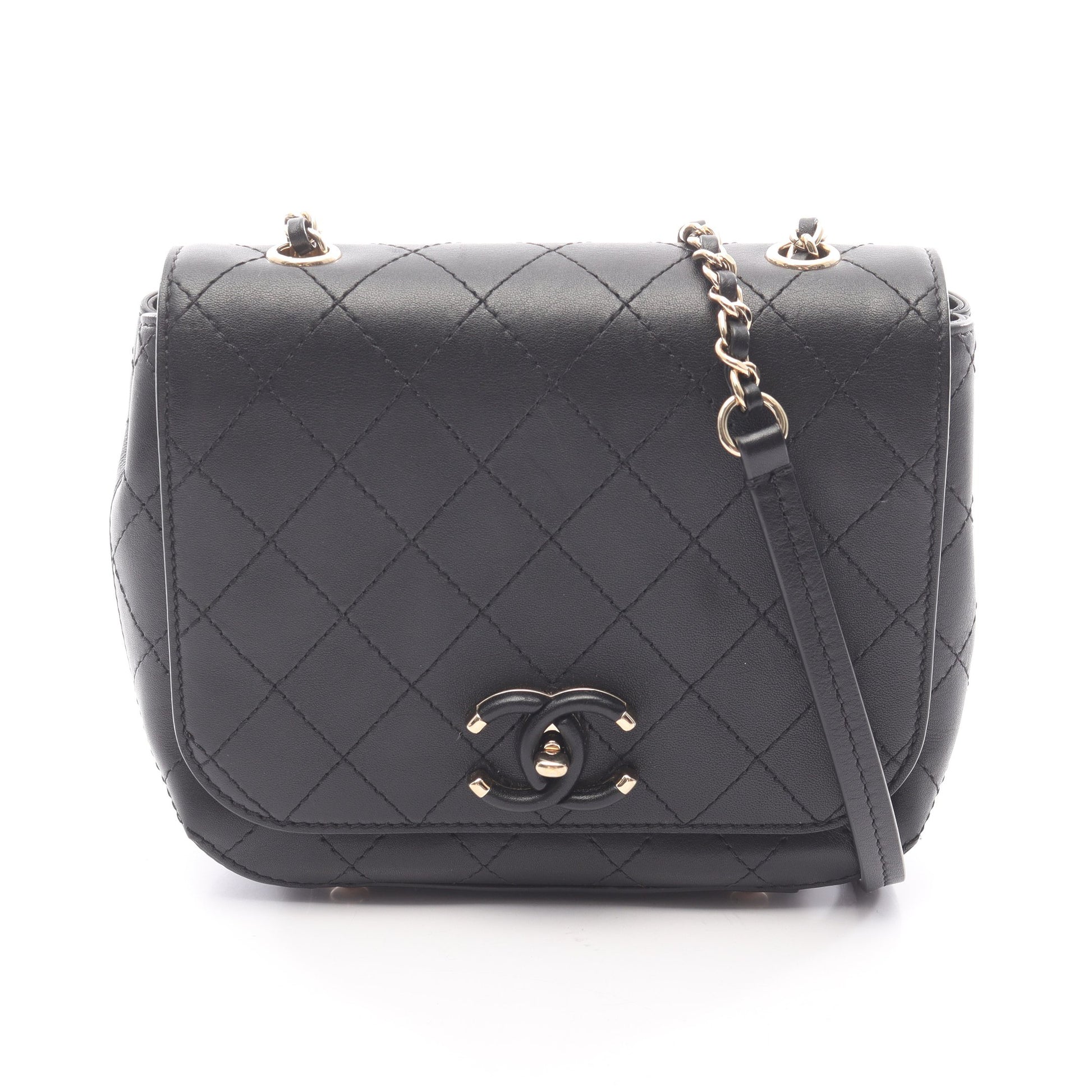 ミニマトラッセ チェーンショルダーバッグ レザー ブラック ゴールド金具 シャネル バッグ CHANEL