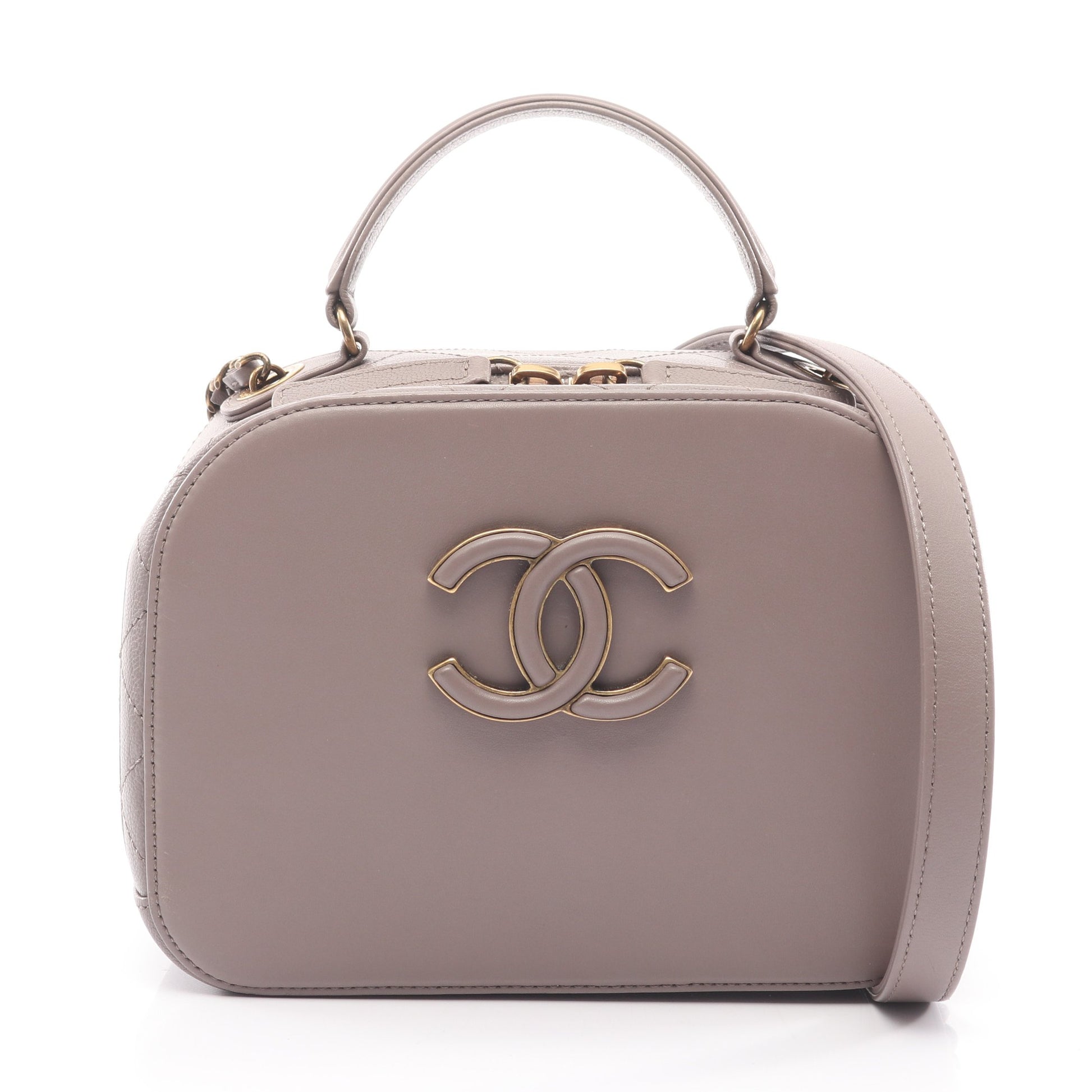 マトラッセ チェーンショルダーバッグ レザー グレーブラウン アンティークゴールド金具 2WAY シャネル バッグ CHANEL