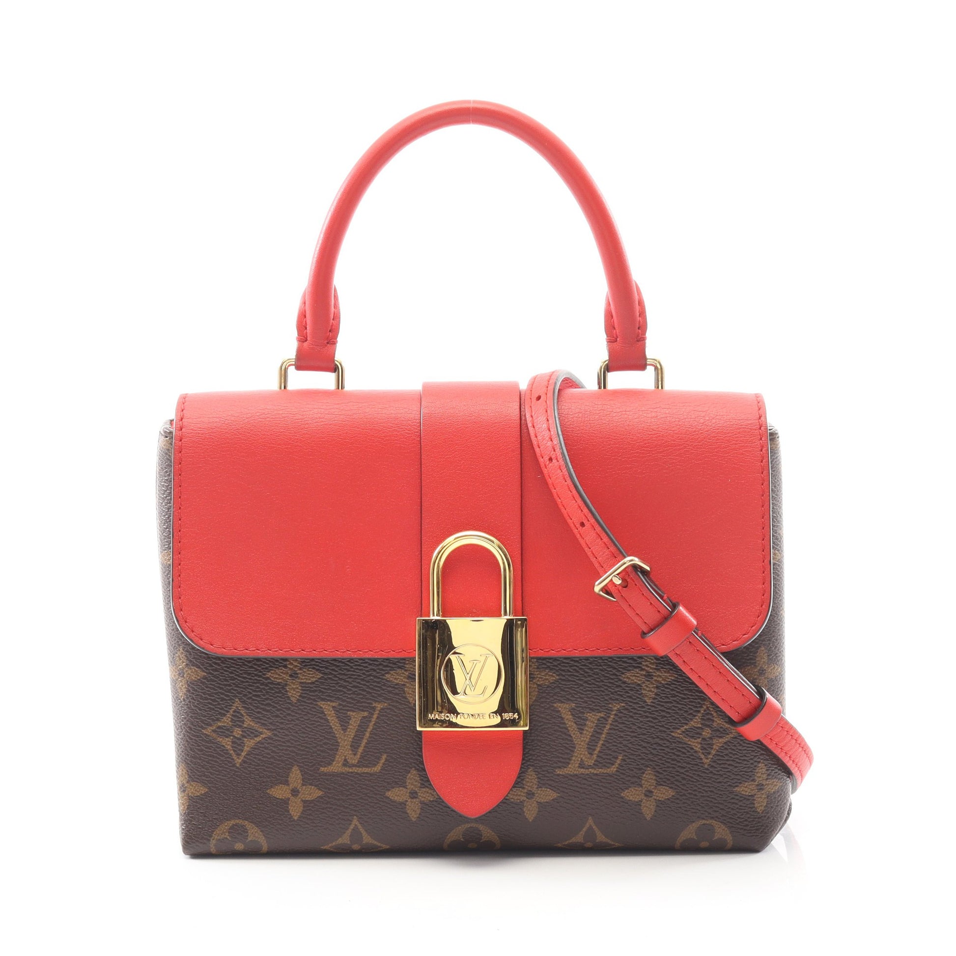 ロッキーBB モノグラム コクリコ ハンドバッグ PVC レザー ブラウン レッド 2WAY ルイヴィトン バッグ LOUIS VUITTON