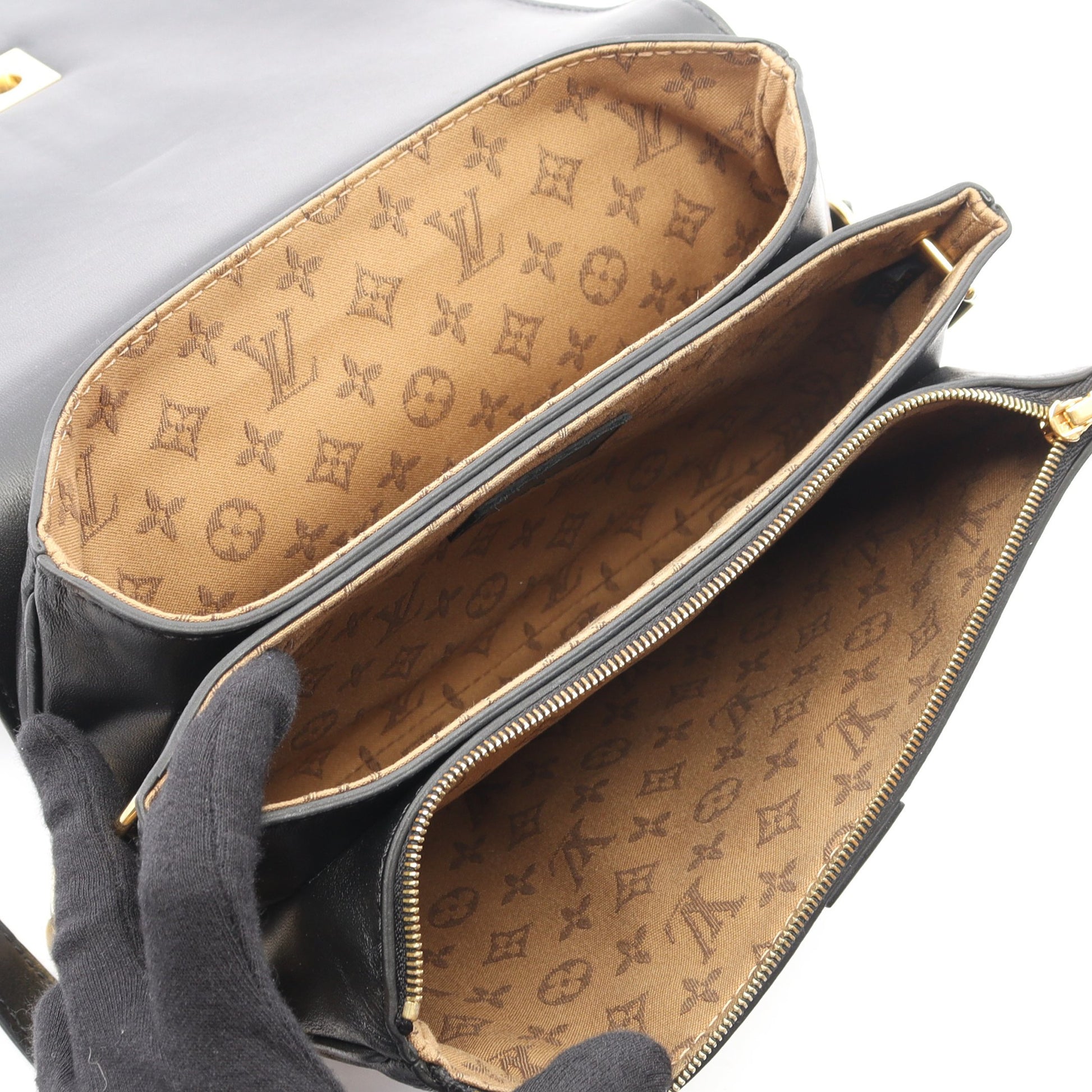 ランデヴー モノグラムフラワー チェーンハンドバッグ レザー ブラック 2WAY ルイヴィトン バッグ LOUIS VUITTON