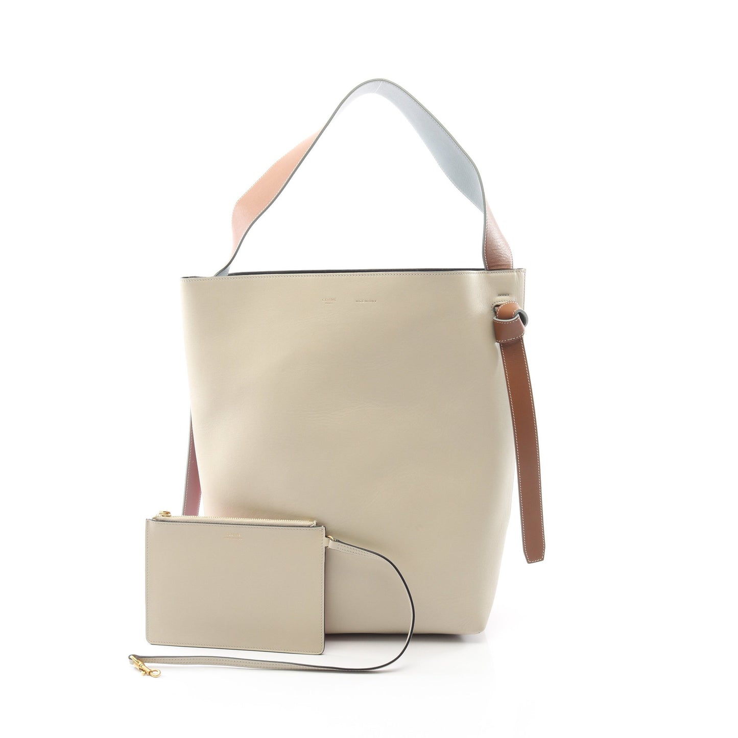 ツイステッド カバ スモール ワンショルダーバッグ レザー アイボリー オレンジレッド ライトブルー セリーヌ バッグ CELINE