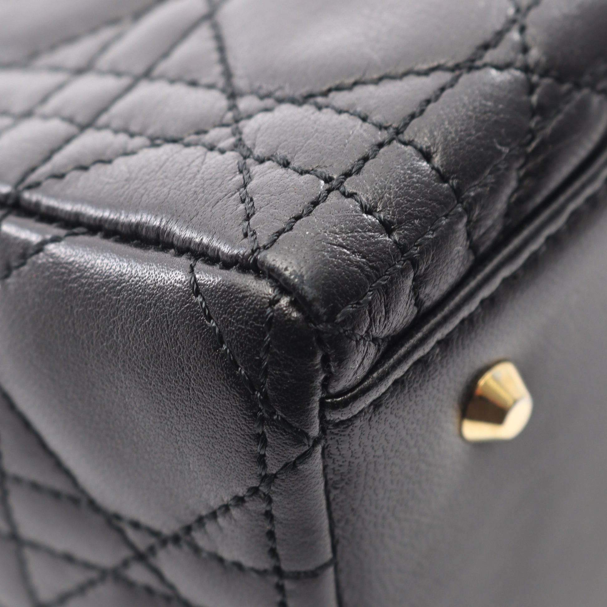 LADY DIOR レディディオール カナージュ ハンドバッグ レザー ブラック 2WAY クリスチャンディオール バッグ Christian Dior