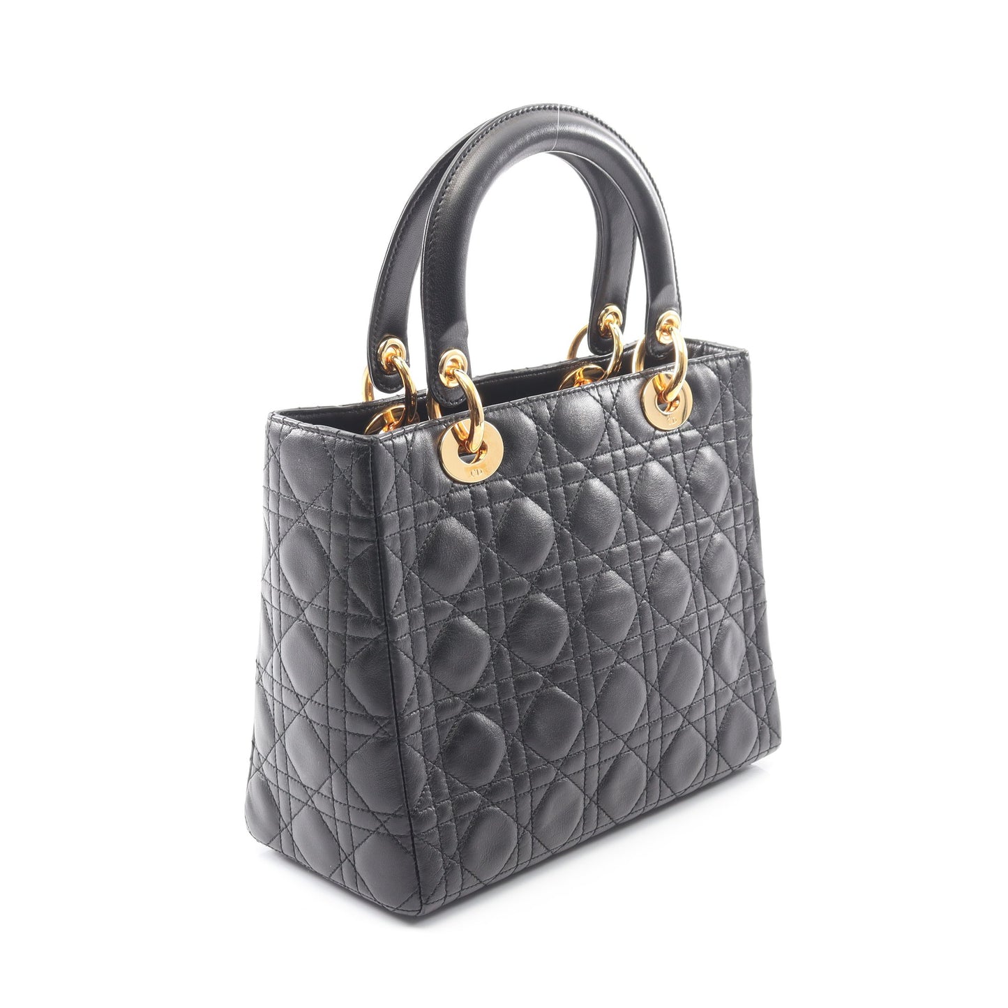 LADY DIOR レディディオール カナージュ ハンドバッグ レザー ブラック 2WAY クリスチャンディオール バッグ Christian Dior