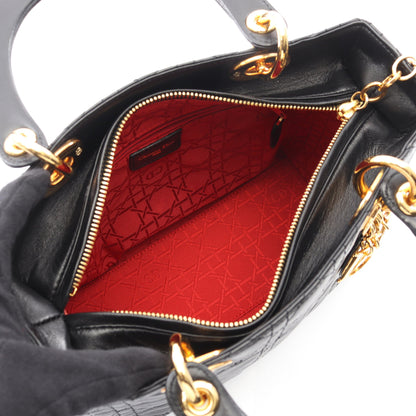 LADY DIOR レディディオール カナージュ ハンドバッグ レザー ブラック 2WAY クリスチャンディオール バッグ Christian Dior