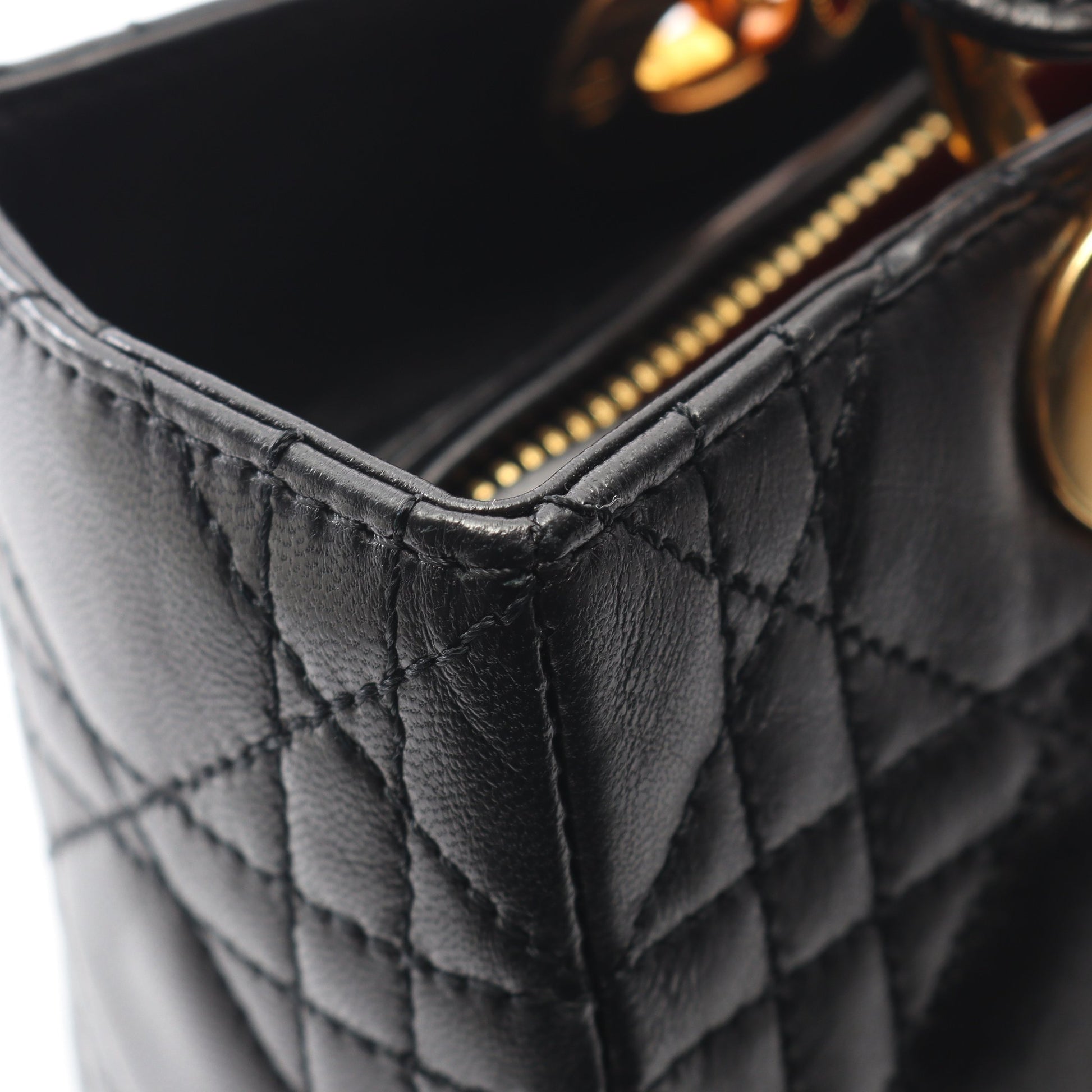 LADY DIOR レディディオール カナージュ ハンドバッグ レザー ブラック 2WAY クリスチャンディオール バッグ Christian Dior