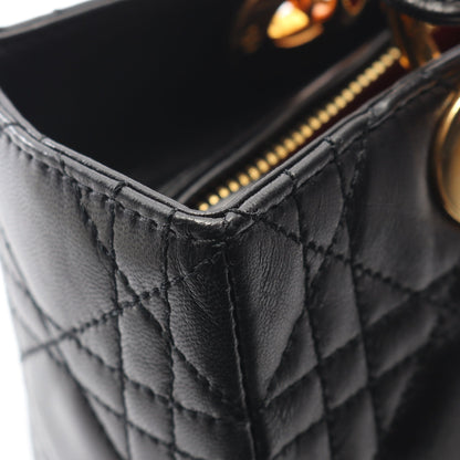 LADY DIOR レディディオール カナージュ ハンドバッグ レザー ブラック 2WAY クリスチャンディオール バッグ Christian Dior