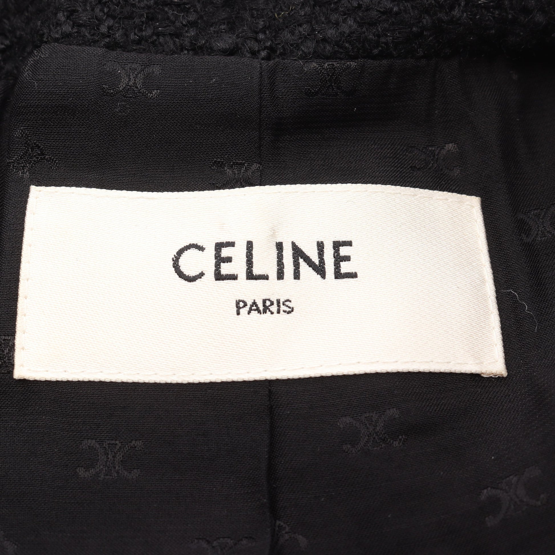 ツイード ジャケット ウール コットン ブラック セリーヌ アウター CELINE