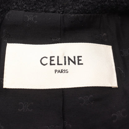 ツイード ジャケット ウール コットン ブラック セリーヌ アウター CELINE