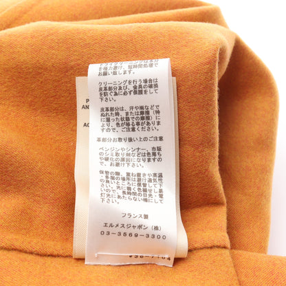 ダブルフェイス ジップアップ ロングコート カシミヤ ウール シルク ブラウン フード付き エルメス アウター HERMES