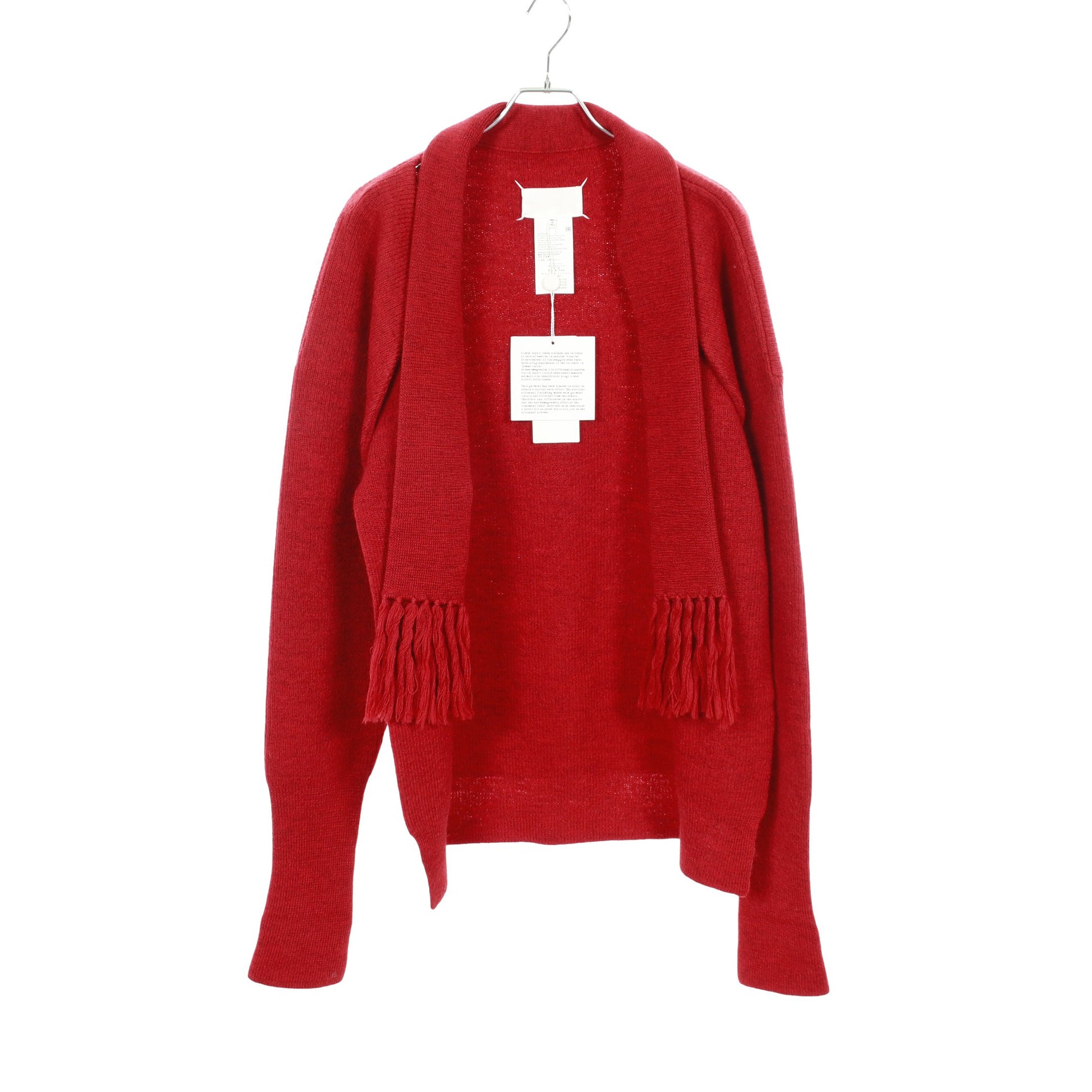 カーディガン ウール レッド 変形デザイン マフラー付き メゾンマルジェラ トップス Maison Margiela