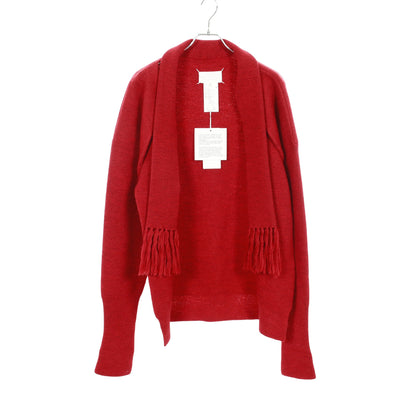 カーディガン ウール レッド 変形デザイン マフラー付き メゾンマルジェラ トップス Maison Margiela