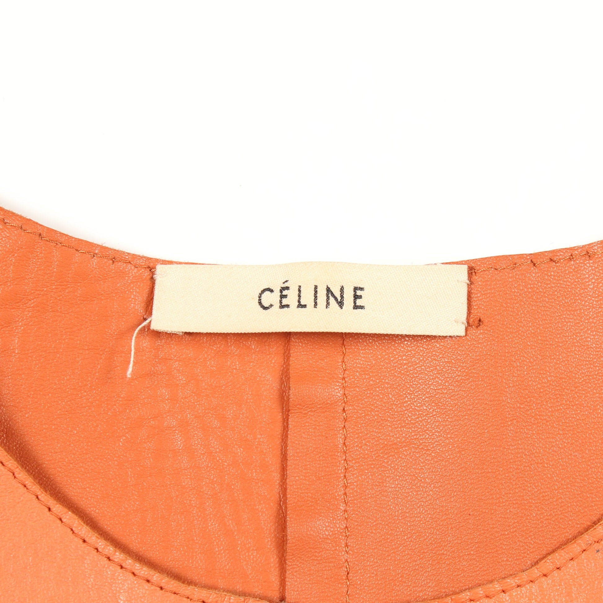 ワンピース ノースリーブ ラムスキン コーラルオレンジ セリーヌ ワンピース CELINE