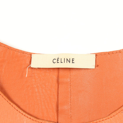 ワンピース ノースリーブ ラムスキン コーラルオレンジ セリーヌ ワンピース CELINE