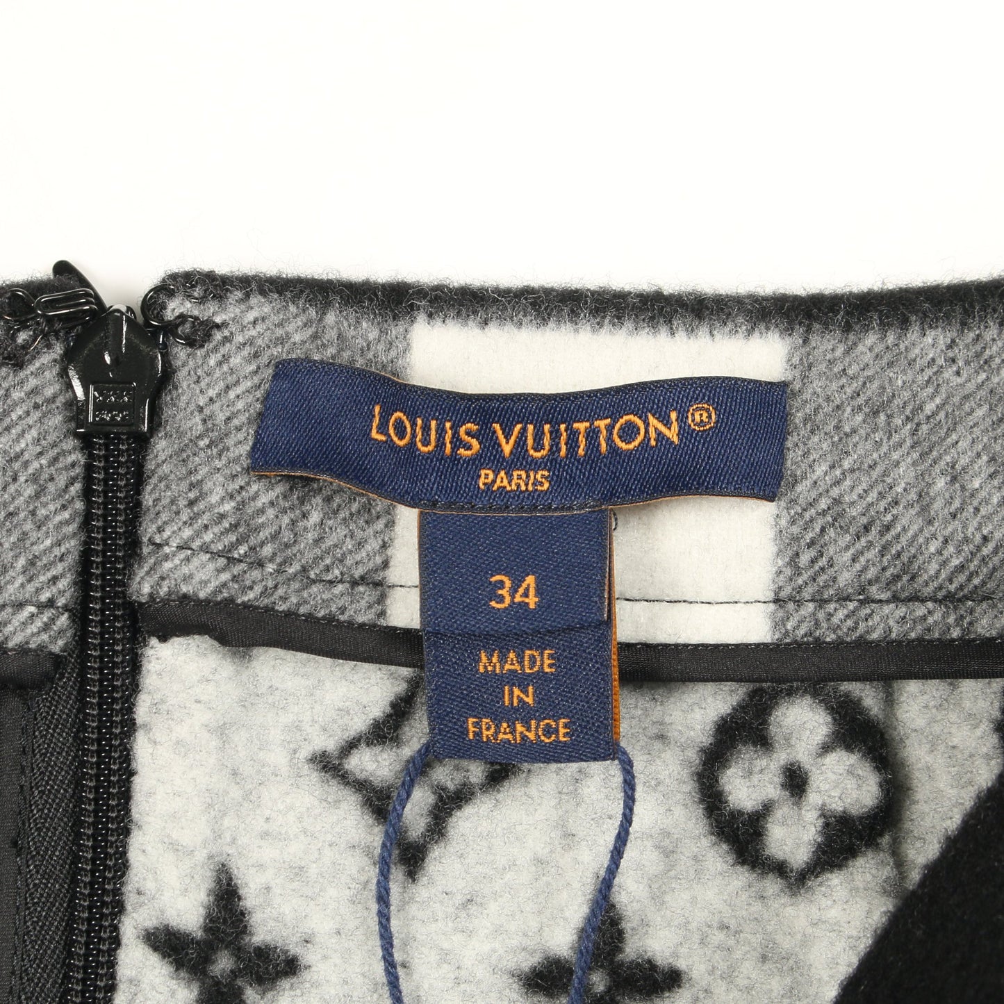 チェック フレア スカート ウール カシミヤ ブラック ホワイト ルイヴィトン ボトムス LOUIS VUITTON