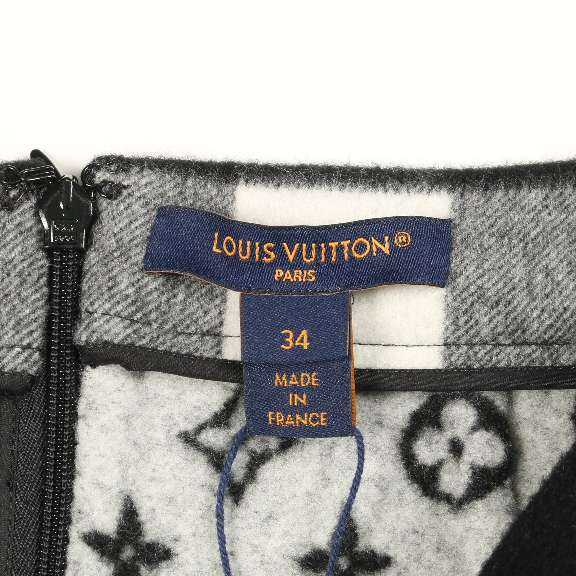 チェック フレア スカート ウール カシミヤ ブラック ホワイト ルイヴィトン ボトムス LOUIS VUITTON