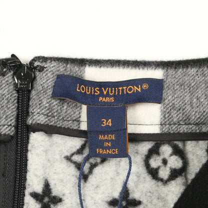 チェック フレア スカート ウール カシミヤ ブラック ホワイト ルイヴィトン ボトムス LOUIS VUITTON
