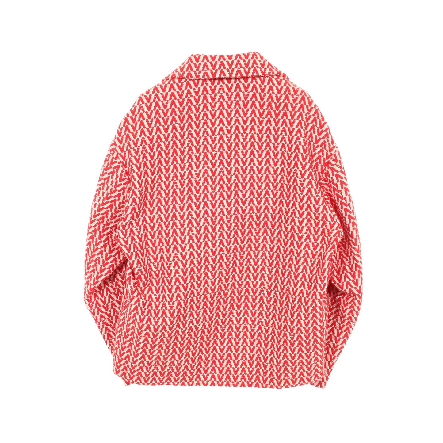 V柄 ツイード ジャケット コットン レッド アイボリー ヴァレンティノ アウター VALENTINO