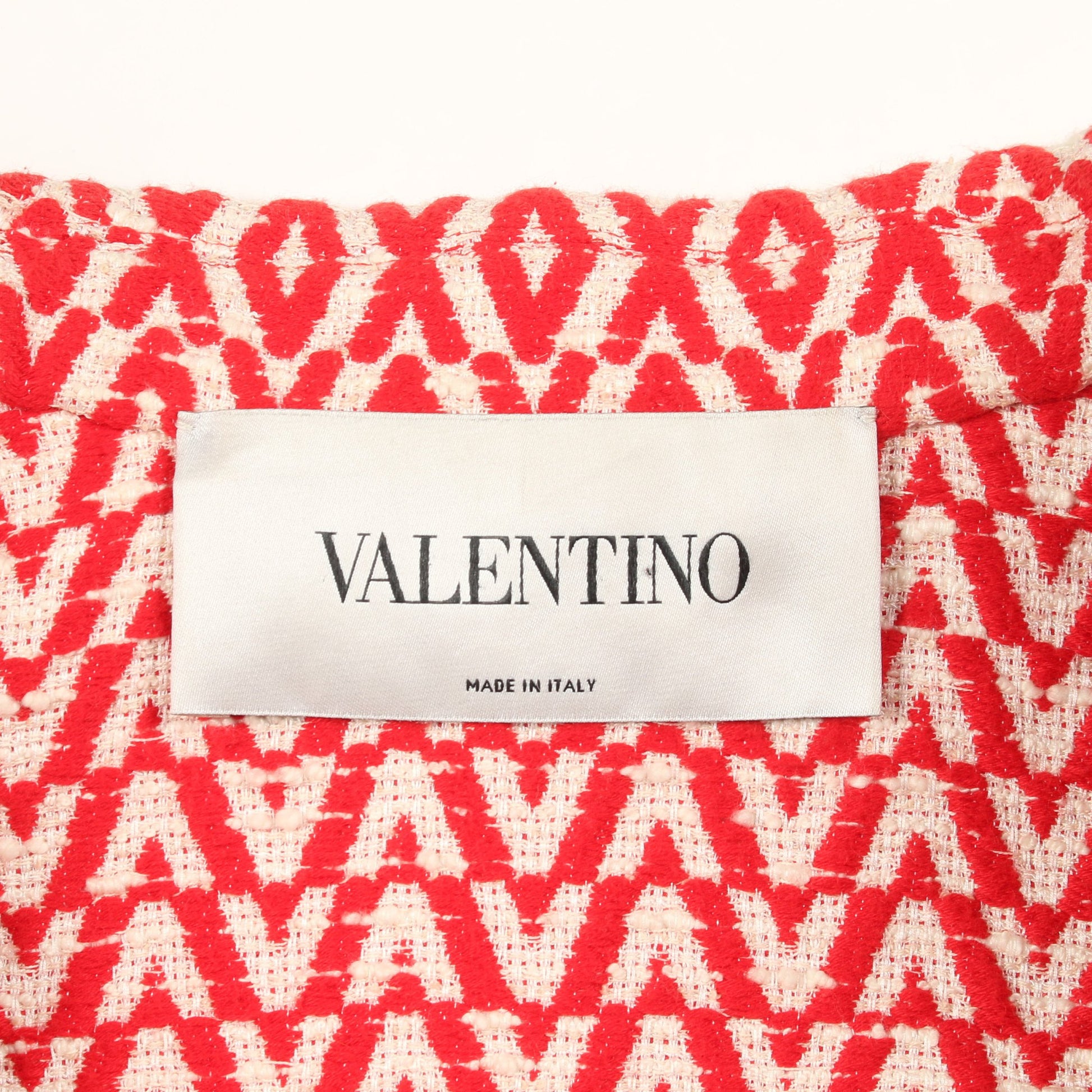 V柄 ツイード ジャケット コットン レッド アイボリー ヴァレンティノ アウター VALENTINO