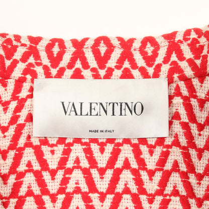 V柄 ツイード ジャケット コットン レッド アイボリー ヴァレンティノ アウター VALENTINO