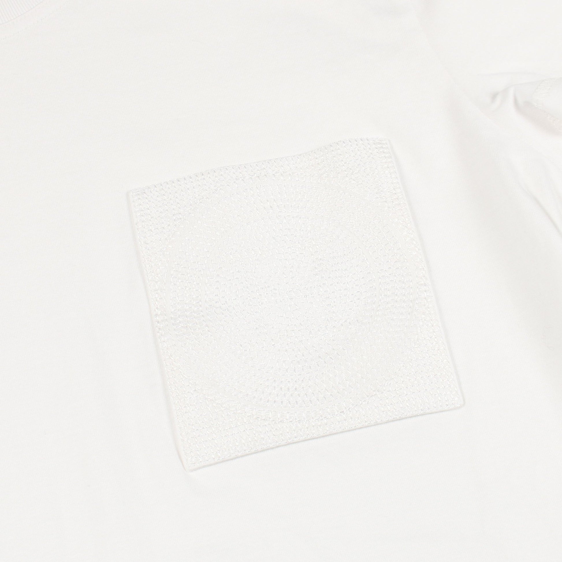 モザイク刺繍パッチポケット ワンピース クルーネック 半袖 コットン ホワイト エルメス ワンピース HERMES