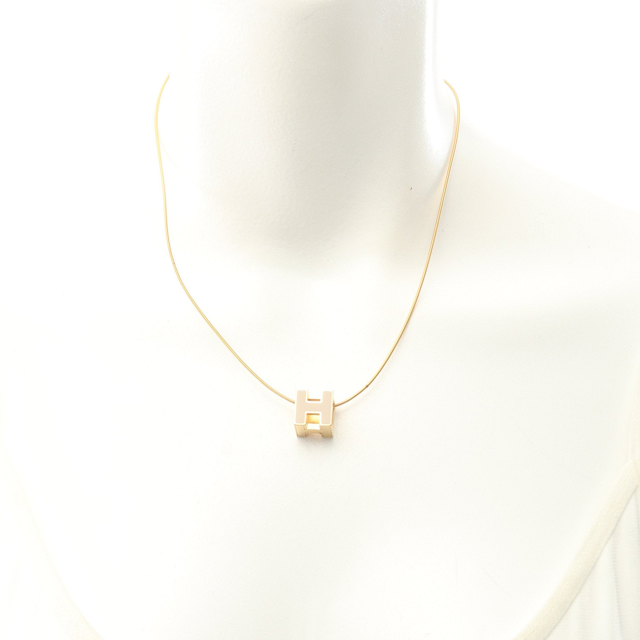 カージュドアッシュ Hキューブ ネックレス GP ゴールド グレーベージュ