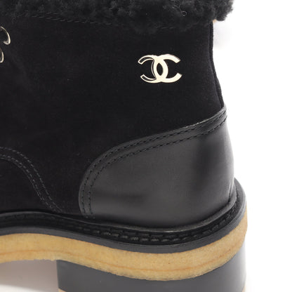 ココマーク レースアップ ブーツ スエード レザー ブラック シャネル シューズ CHANEL