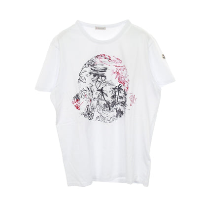 半袖Tシャツ クルーネック 花柄 刺繍 コットン ホワイト ネイビー レッド モンクレール トップス MONCLER