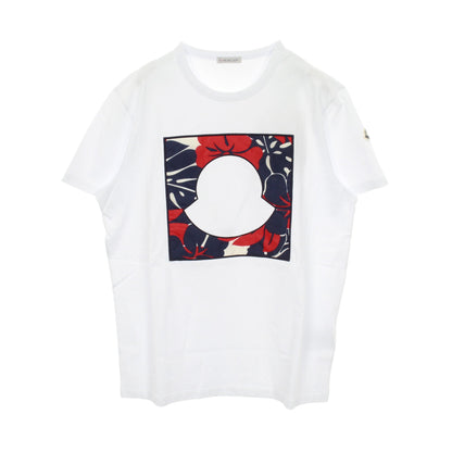 半袖Tシャツ クルーネック ロゴ ハイビスカス コットン ホワイト モンクレール トップス MONCLER