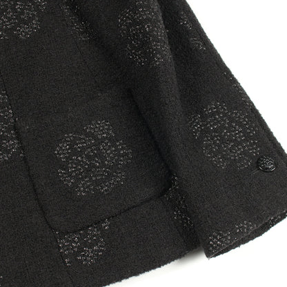カメリア ツイード テーラードジャケット ウール ブラック 03C シャネル アウター CHANEL