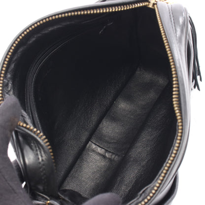 Vステッチ チェーンショルダーバッグ ラムスキン ブラック ゴールド金具 フリンジ シャネル バッグ CHANEL