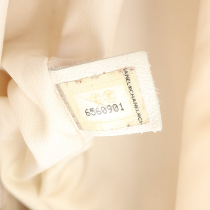 ハンドバッグ ナイロンキャンバス レザー ベージュ シルバー金具 2WAY シャネル バッグ CHANEL