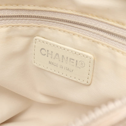 ハンドバッグ ナイロンキャンバス レザー ベージュ シルバー金具 2WAY シャネル バッグ CHANEL