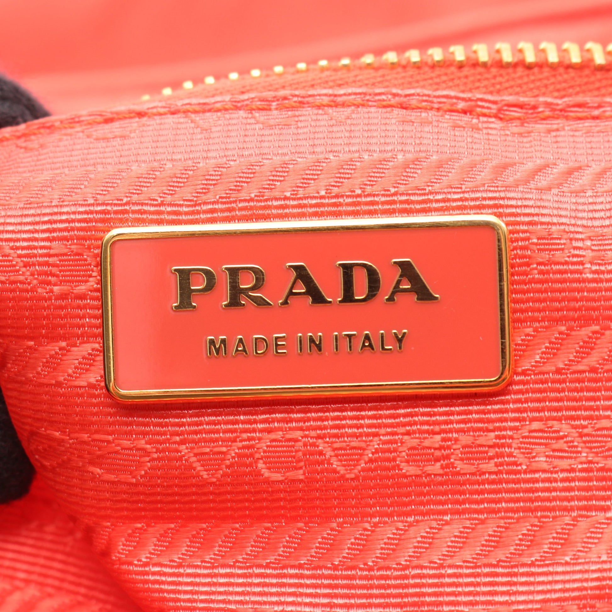 TESSUTO ハンドバッグ トートバッグ リボン ナイロン エナメルレザー コーラルオレンジ プラダ バッグ PRADA
