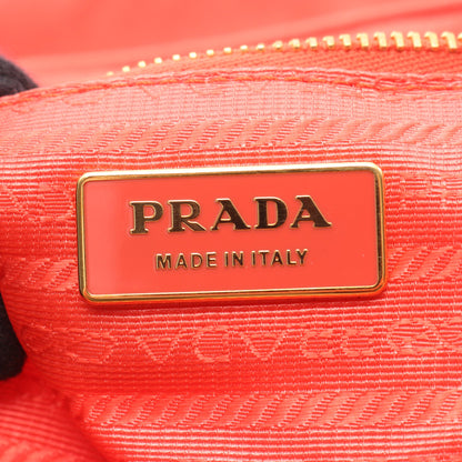 TESSUTO ハンドバッグ トートバッグ リボン ナイロン エナメルレザー コーラルオレンジ プラダ バッグ PRADA